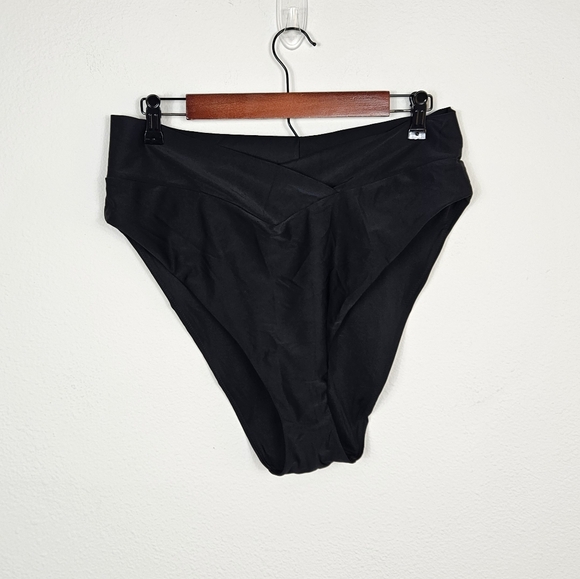 Aerie NWT Crossover High Cut Cheeky Bikini Bottom Size XXL Black - Picture 3 of 9